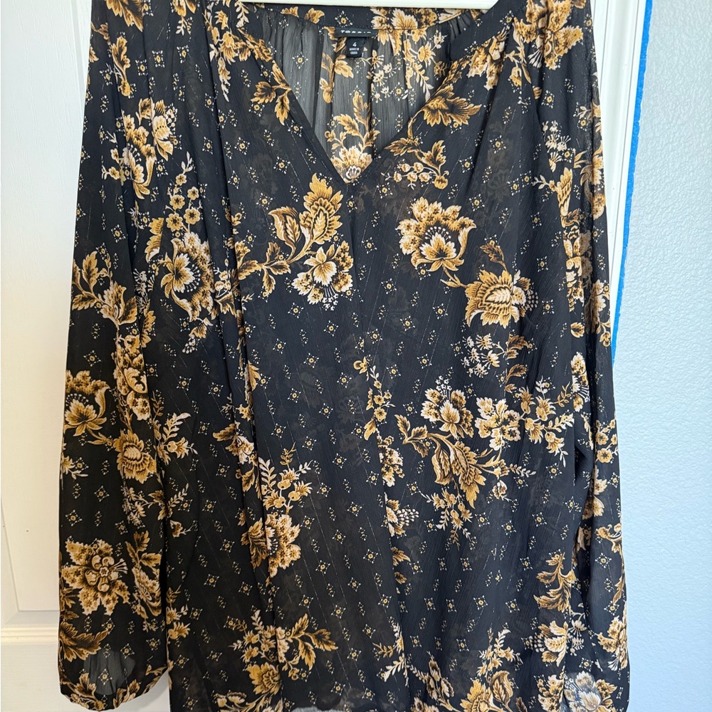 Torrid Black and Gold Floral Top
